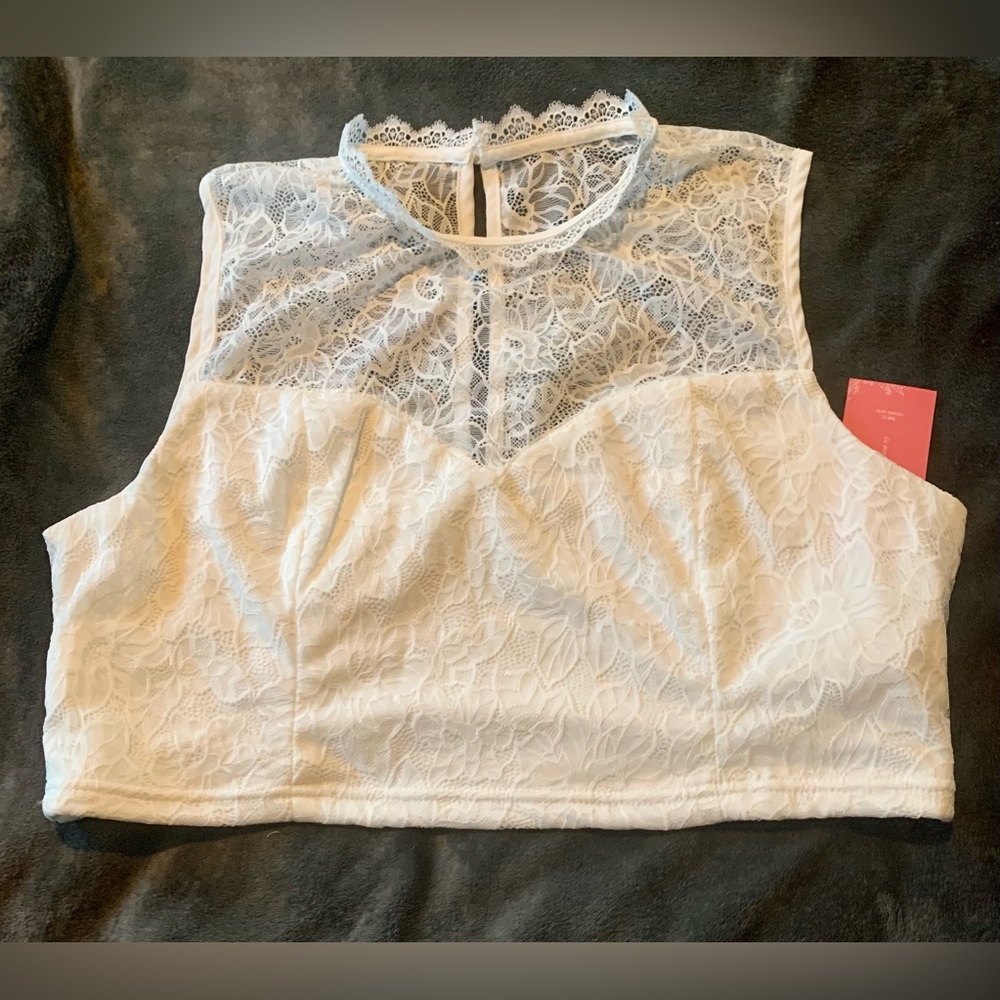 Two piece white lace outfit